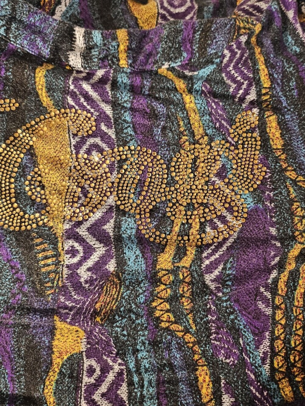 Vintage Coogi Women’s Rhinestone Logo Top Lg Y2K 90s Multicolor Abstract - Picture 9 of 9